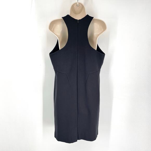 Boston Proper Scoop Neck Racerback Dress Sz 12 Black Sleeveless Bodycon Stretch - Picture 3 of 8